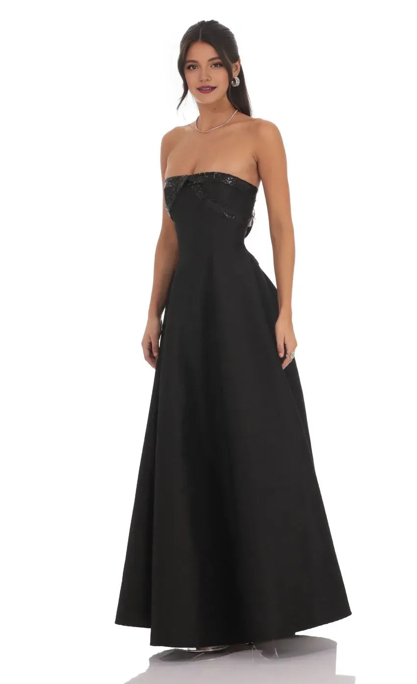 Beautiful A-Line Strapless Neck Sleeveless Lace Up Floor-Length Prom Dress